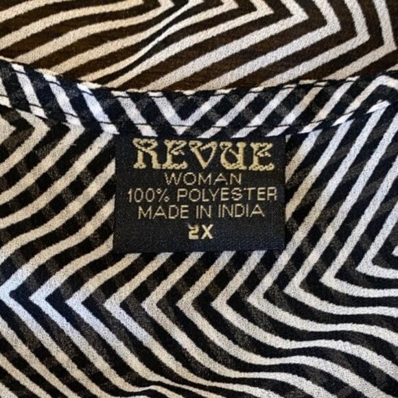 Revue Womens 2X Black & White Zigzag Long Button-Up Dress 100% Polyester - Picture 4 of 5